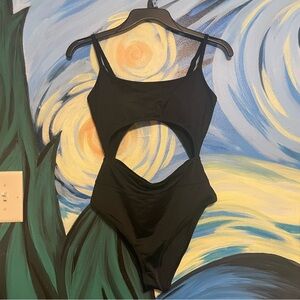 Aerie Seamed Cut Out One Piece Swimsuit